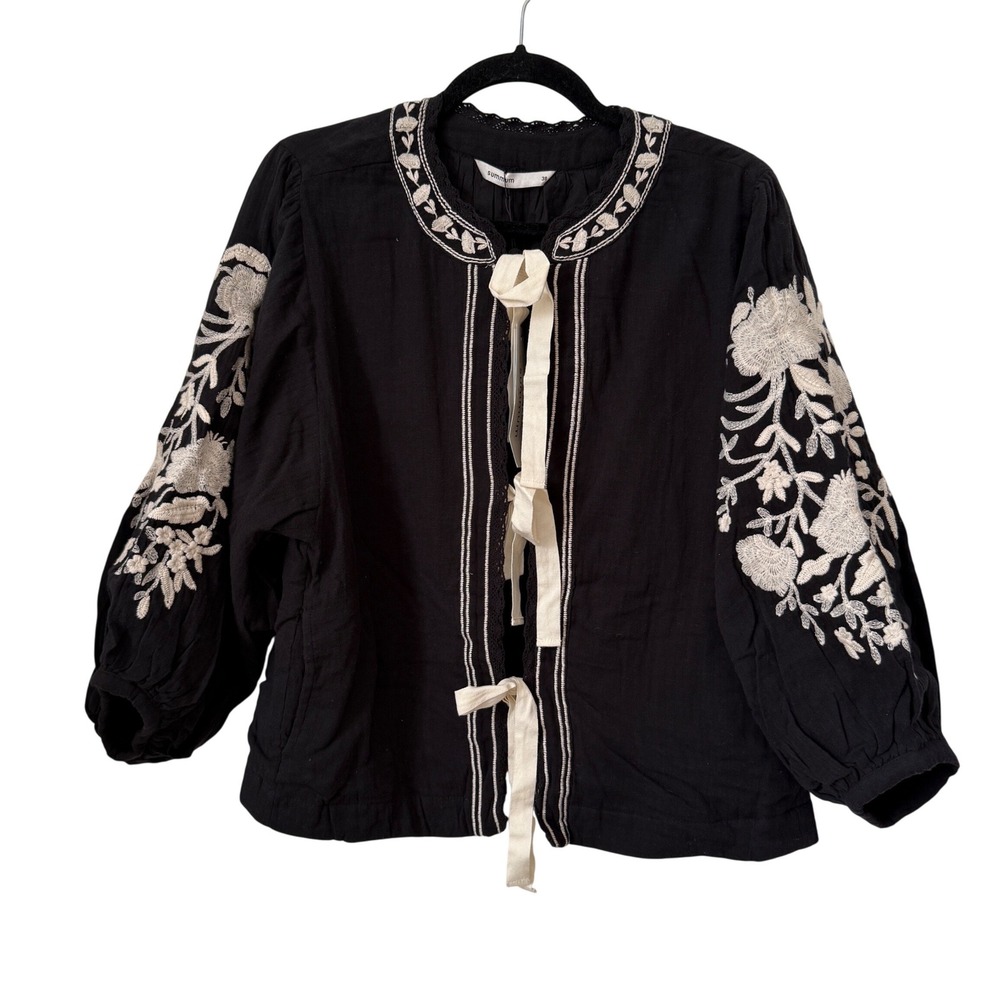 SUMMUM‎ NEW black with cream embroidery jacket cotton